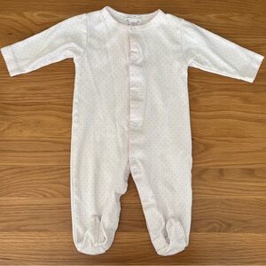 Kissy Kissy 100% Cotton White Footed One-Piece with Pink Micro Dots